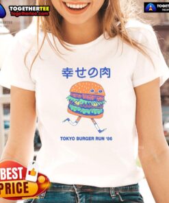 Hot Tokyo Burger Run 86 Ladies Tee featuring a stylish design perfect for food lovers and burger enthusiasts.