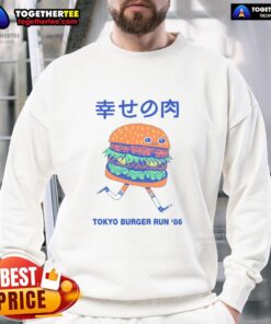 Hot Tokyo Burger Run 86 sweatshirt featuring a vibrant design perfect for food lovers and casual wear enthusiasts.