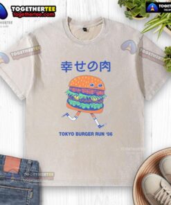 Hot Tokyo Burger Run 86 washed t-shirt featuring a vibrant graphic design and soft fabric, perfect for casual wear.
