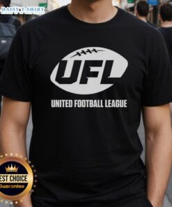 Alt Text: Hot UFL United Football League primary logo t-shirt featuring vibrant colors and sporty design for fans.