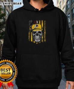 Alt Text: Hot Washington Redskins NFL skull hoodie featuring American flag design for football lovers and fans.