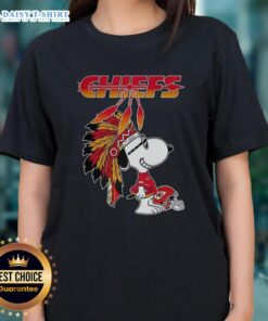 Cute Snoopy War Bonnets Kansas City Chiefs football helmet ladies tee, featuring playful design and team spirit.