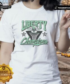 New York Liberty Ladies Tee celebrating the 2024 WNBA Champs, featuring vibrant team colors and logo design.