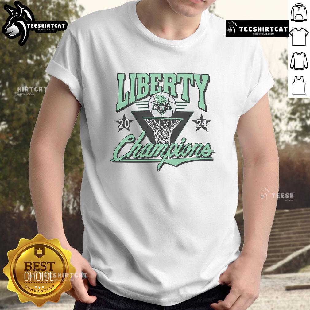 Nice 2024 Wnba Champs New York Liberty T Shirt New York Liberty T-Shirt celebrating the 2024 WNBA Champs, featuring team colors and logo for fans.