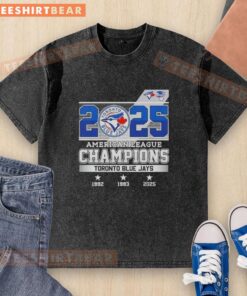 2025 American League Champions Toronto Blue Jays 3x Times Washed T-Shirt featuring team logo and vintage design.