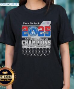 Nice 2025 Back To Back Los Angeles Dodgers National League Champions Ladies Tee showcasing team pride and championship spirit.