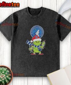 Alt Text: Minnesota Timberwolves Christmas Grinch Santa Hat holiday washed T-shirt, perfect festive gear for fans.
