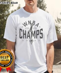 Alt Text: 2025 WNBA Champs Las Vegas Aces trophy logo T-shirt showcasing team pride and championship celebration.