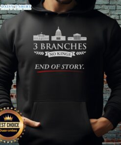 Nice 3 Branches No Kings End of Story Hoodie in black, featuring a bold graphic design and comfortable fit.