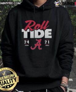 2025 Alabama Crimson Tide vs Georgia Bulldogs hoodie featuring the game score 24-21, perfect for college football fans.