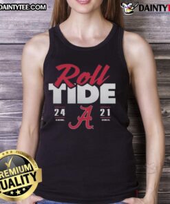 2025 Alabama Crimson Tide vs Georgia Bulldogs tank top featuring score 24-21, perfect for college football fans.