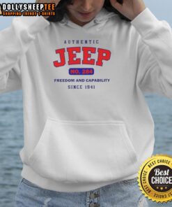 Jeep hoodie featuring 'Freedom and Capability Since 1941' design, showcasing authentic style and rugged appeal.
