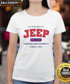 Nice Authentic Jeep No 284 Ladies Tee showcasing freedom and capability since 1941 in a stylish design.