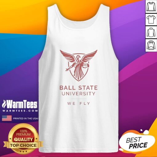 Nice Ball State University We Fly logo tank top in red, perfect for fans and casual wear.