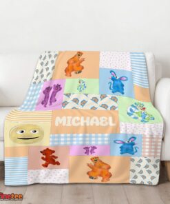 Nice Bear In The Big Blue House Characters Patchwork Blanket Fleece Customized Blanket - Image 3