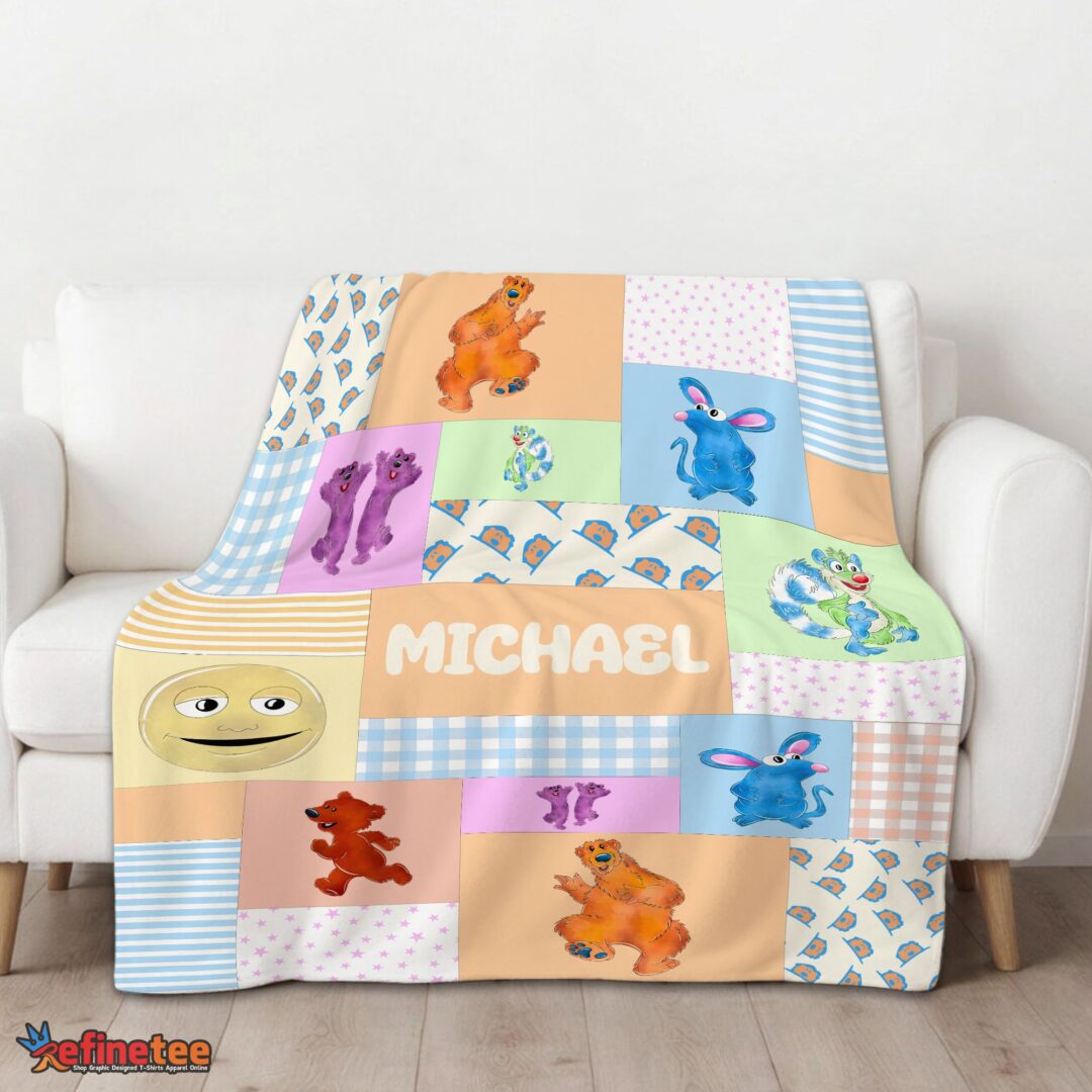 nice-bear-in-the-big-blue-house-characters-patchwork-blanket-fleece-customized-blanket-mk-01 Nice Bear In The Big Blue House Characters Patchwork Blanket Fleece Customized Blanket - Image 3