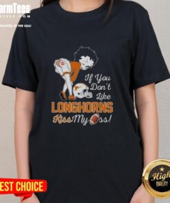 Nice Betty Boop tee with 'If You Don't Like Texas Longhorns, Kiss My Ass' slogan, perfect for Texas fans and stylish women.