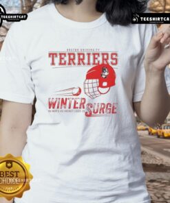 Boston University Terriers winter surge ladies tee featuring stylish design and cozy fabric for winter wear.