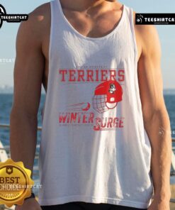 Boston University Terriers winter surge tank top featuring vibrant colors and the iconic BU logo for stylish fan wear.