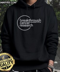 Nice Breakthrough Cancer Research Logo Hoodie in black, featuring a bold logo design promoting cancer awareness and support.