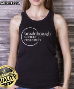 Nice Breakthrough Cancer Research logo tank top showcasing support for cancer awareness and innovative research.