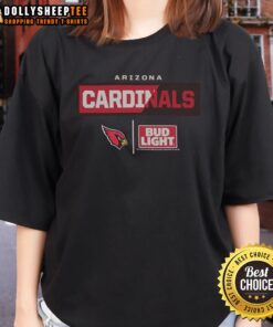 Alt Text: Ladies' Arizona Cardinals tee featuring Bud Light logo, perfect for game day and showing team spirit.