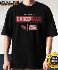 Nice Bud Light Arizona Cardinals Team T-Shirt featuring vibrant team colors and logo, perfect for game day wear.