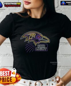 Nice Bud Light Baltimore Ravens ladies tee featuring team colors and logo, perfect for game day or casual wear.
