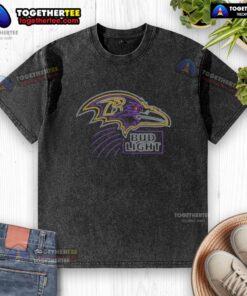 Nice Bud Light Baltimore Ravens washed t-shirt featuring team colors and logo, perfect for game day attire.