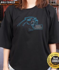 Alt Text: Womens Nice Bud Light Carolina Panthers tee featuring team colors and logo, perfect for game day apparel.