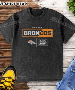 Nice Bud Light Denver Broncos team washed t-shirt featuring the iconic logo and vibrant colors, perfect for fans.
