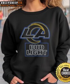 Stylish Bud Light Los Angeles Rams sweatshirt featuring team logo, perfect for game day and casual wear.