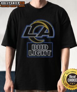 Stylish Bud Light Los Angeles Rams T-Shirt featuring team colors and logo, perfect for game day or casual wear.
