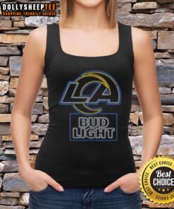 Alt Text: Stylish Bud Light Los Angeles Rams tank top featuring team colors and logo, perfect for game day or casual wear.