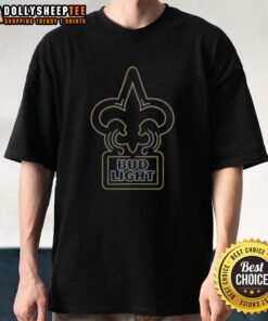 Nice Bud Light New Orleans Saints T-Shirt featuring team logo and vibrant colors, perfect for game day.