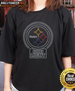 Stylish Bud Light Pittsburgh Steelers ladies tee, perfect for game day and showing team spirit in comfort and style.