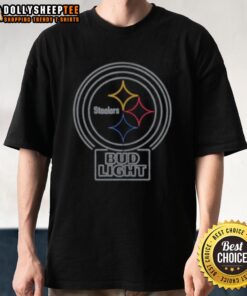 Alt Text: Nice Bud Light Pittsburgh Steelers T-Shirt featuring team colors and logo, perfect for fans and game day attire.