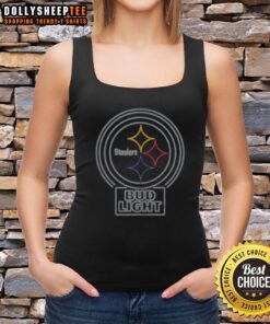 Alt Text: Stylish Bud Light Pittsburgh Steelers tank top featuring team colors and logo, perfect for game day attire.