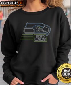 Nice Bud Light Seattle Seahawks sweatshirt featuring team colors and logo, perfect for game day attire.