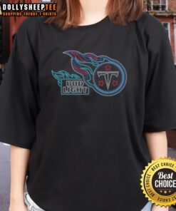 Stylish Bud Light Tennessee Titans ladies tee featuring team colors and logo, perfect for game day or casual wear.