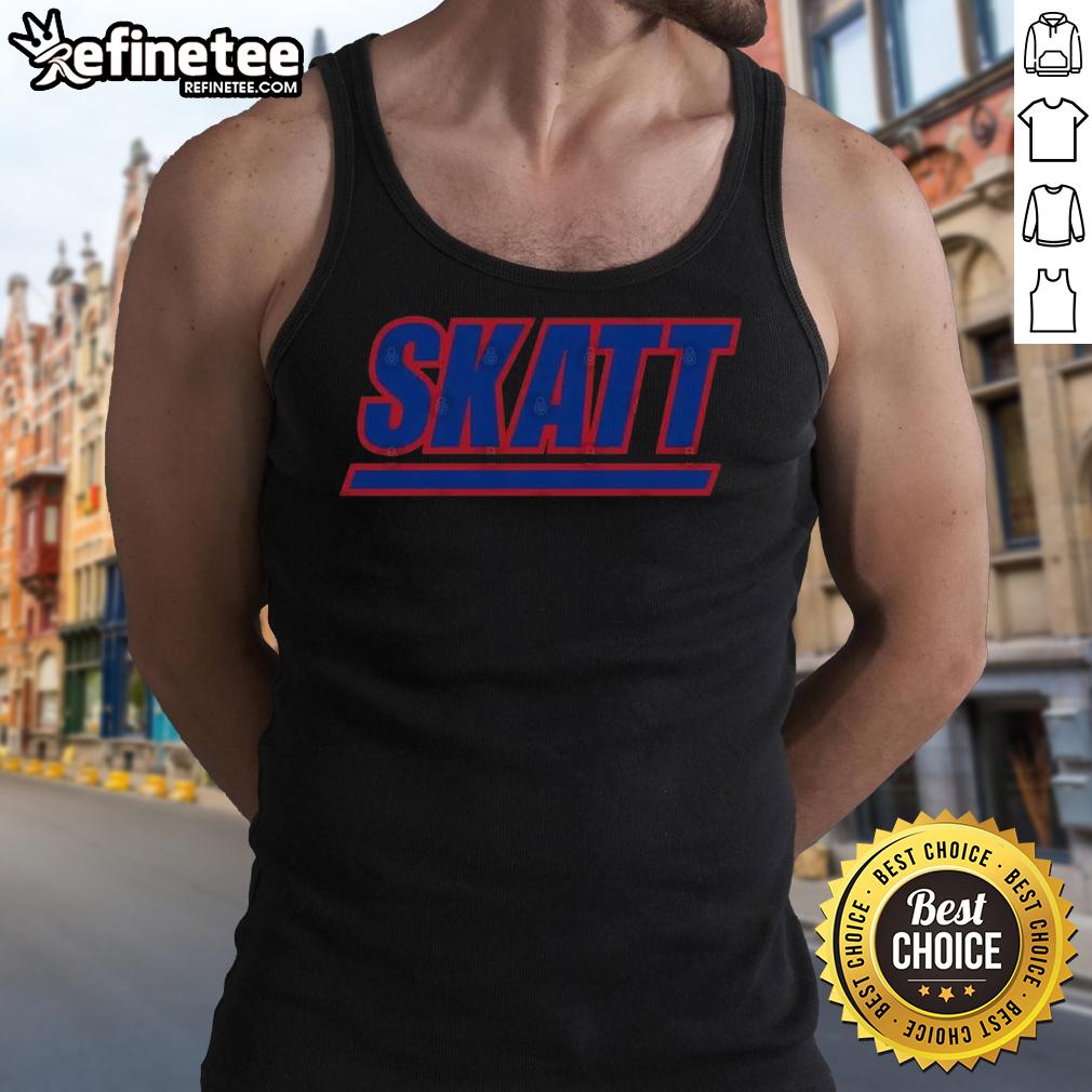 nice-cam-skattebo-ny-football-tank-top Alt Text: Nice Cam Skattebo NY football tank top featuring a sporty design perfect for summer workouts and casual wear.