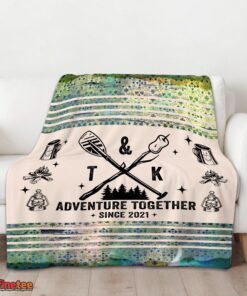 Nice Camping Couple Adventure Together Since Blanket Fleece Customized Blanket - Image 3