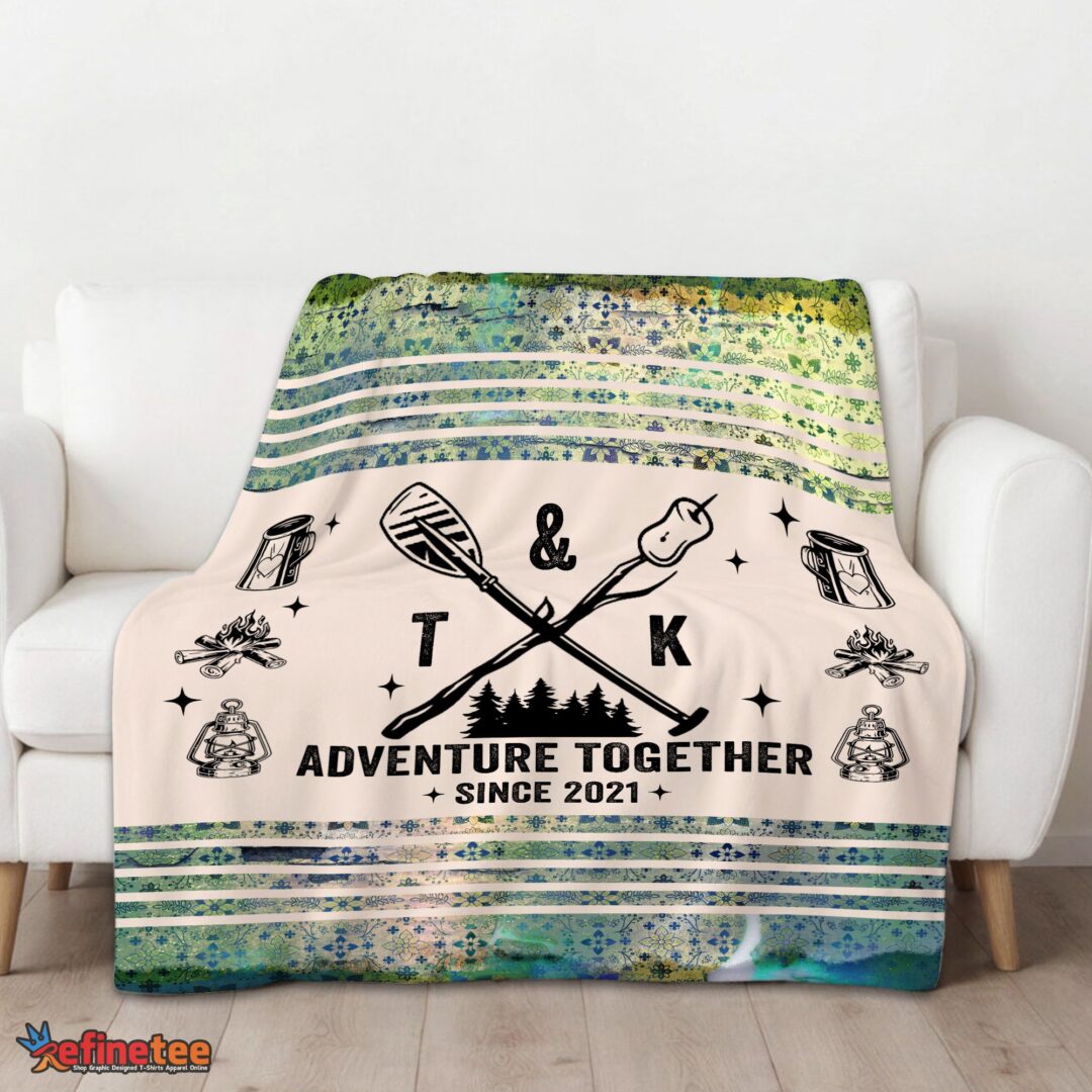 nice-camping-couple-adventure-together-since-blanket-fleece-customized-blanket-mk-01 Nice Camping Couple Adventure Together Since Blanket Fleece Customized Blanket - Image 3