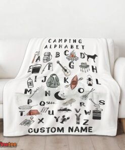 Nice Camping Equipment Camping Alphabet Blanket Fleece Customized Blanket - Image 3