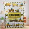 Nice Cartoon Construction Trucks With Friends Blanket Fleece Customized Blanket