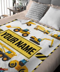 Nice Cartoon Construction Trucks With Friends Blanket Fleece Customized Blanket - Image 4