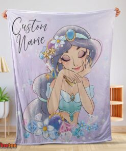 Nice Cartoon Disney Aladdin Jasmine Princess Blanket Fleece Customized Blanket