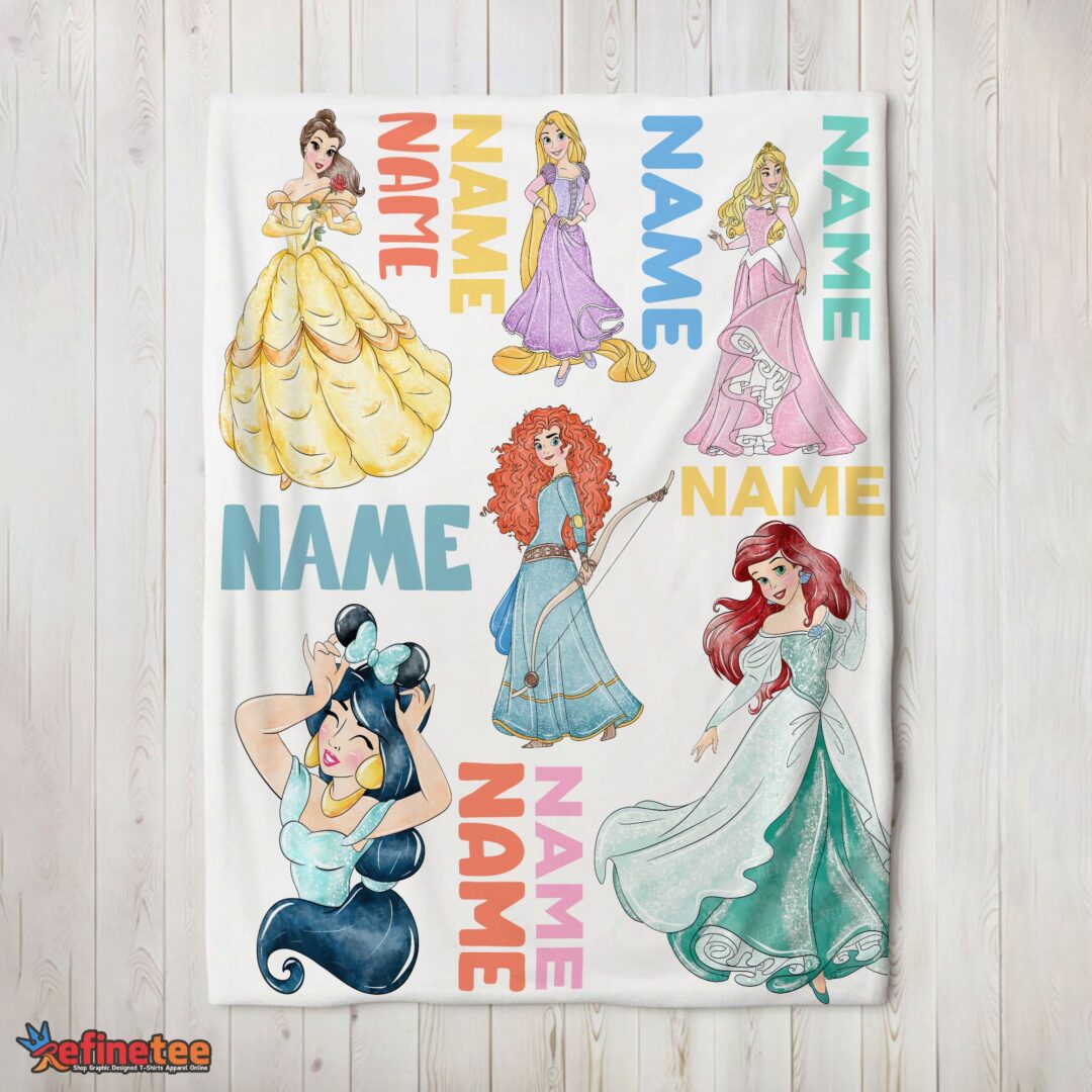 nice-cartoon-disney-princess-blanket-fleece-customized-blanket-mk-02 Nice Cartoon Disney Princess Blanket Fleece Customized Blanket - Image 2