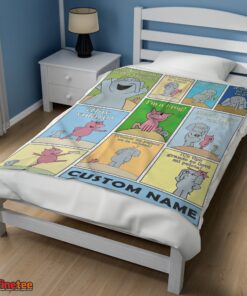 Nice Cartoon Elephant & Piggie Blanket Fleece Customized Blanket - Image 3