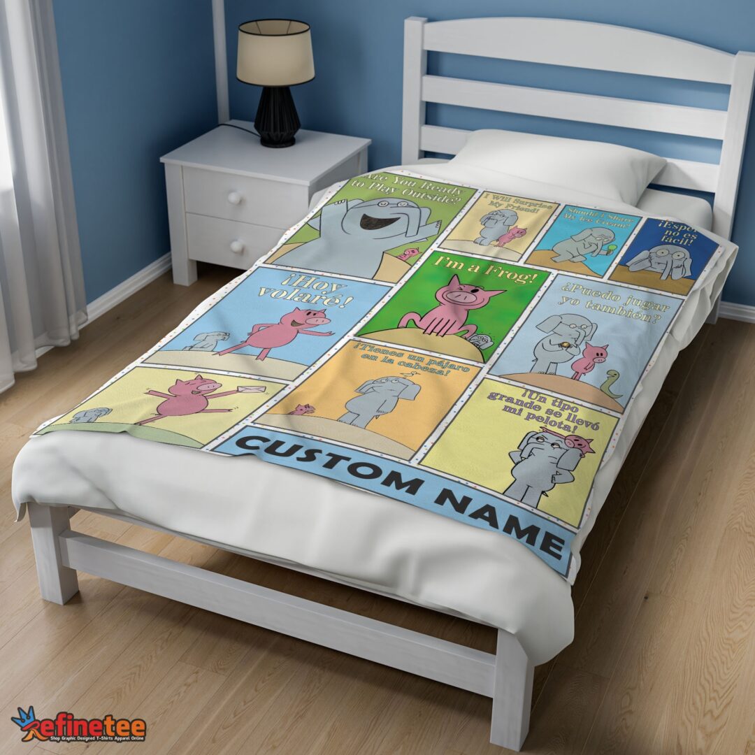 nice-cartoon-elephant-piggie-blanket-fleece-customized-blanket-mk-02 Nice Cartoon Elephant & Piggie Blanket Fleece Customized Blanket - Image 3